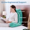 imageSasttie Reading Pillows for Sitting in Bed Adult Velvet Back Pillow Bed Sitting Up BackRest Support Cushion for Sit Up on Couch Sofa and Floor Dorm Essentials OekoTex Certified Dark GreyTeal Cyan