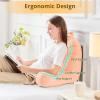imageSasttie Reading Pillows for Sitting in Bed Adult Velvet Back Pillow Bed Sitting Up BackRest Support Cushion for Sit Up on Couch Sofa and Floor Dorm Essentials OekoTex Certified Dark GreyLight Salmon