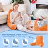 imageSasttie Reading Pillows for Sitting in Bed Adult Velvet Back Pillow Bed Sitting Up BackRest Support Cushion for Sit Up on Couch Sofa and Floor Dorm Essentials OekoTex Certified Dark GreyOrange