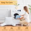 imageSasttie Reading Pillows for Sitting in Bed Adult Velvet Back Pillow Bed Sitting Up BackRest Support Cushion for Sit Up on Couch Sofa and Floor Dorm Essentials OekoTex Certified Dark GreyDusty Blue