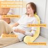imageSasttie Reading Pillows for Sitting in Bed Adult Velvet Back Pillow Bed Sitting Up BackRest Support Cushion for Sit Up on Couch Sofa and Floor Dorm Essentials OekoTex Certified Dark GreyLight Yellow