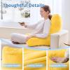 imageSasttie Reading Pillows for Sitting in Bed Adult Velvet Back Pillow Bed Sitting Up BackRest Support Cushion for Sit Up on Couch Sofa and Floor Dorm Essentials OekoTex Certified Dark GreyYellow