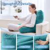 imageSasttie Reading Pillows for Sitting in Bed Adult Velvet Back Pillow Bed Sitting Up BackRest Support Cushion for Sit Up on Couch Sofa and Floor Dorm Essentials OekoTex Certified Dark GreyTeal Blue