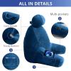 imageSasttie Reading Pillows for Sitting in Bed Adult Velvet Back Pillow Bed Sitting Up BackRest Support Cushion for Sit Up on Couch Sofa and Floor Dorm Essentials OekoTex Certified Dark GreyNavy