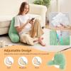 imageSasttie Reading Pillows for Sitting in Bed Adult Velvet Back Pillow Bed Sitting Up BackRest Support Cushion for Sit Up on Couch Sofa and Floor Dorm Essentials OekoTex Certified Dark GreyLight Green