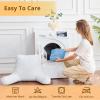 imageSasttie Reading Pillows for Sitting in Bed Adult Velvet Back Pillow Bed Sitting Up BackRest Support Cushion for Sit Up on Couch Sofa and Floor Dorm Essentials OekoTex Certified Dark GreyBlue