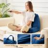 imageSasttie Reading Pillows for Sitting in Bed Adult Velvet Back Pillow Bed Sitting Up BackRest Support Cushion for Sit Up on Couch Sofa and Floor Dorm Essentials OekoTex Certified Dark GreyNavy