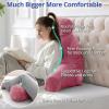 imageSasttie Reading Pillows for Sitting in Bed Adult Velvet Back Pillow Bed Sitting Up BackRest Support Cushion for Sit Up on Couch Sofa and Floor Dorm Essentials OekoTex Certified Dark GreyRose Pink