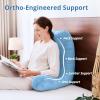 imageSasttie Reading Pillows for Sitting in Bed Adult Velvet Back Pillow Bed Sitting Up BackRest Support Cushion for Sit Up on Couch Sofa and Floor Dorm Essentials OekoTex Certified Dark GreyBlue