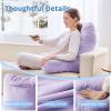 imageSasttie Reading Pillows for Sitting in Bed Adult Velvet Back Pillow Bed Sitting Up BackRest Support Cushion for Sit Up on Couch Sofa and Floor Dorm Essentials OekoTex Certified Dark GreyLavender