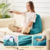 imageSasttie Reading Pillows for Sitting in Bed Adult Velvet Back Pillow Bed Sitting Up BackRest Support Cushion for Sit Up on Couch Sofa and Floor Dorm Essentials OekoTex Certified Dark GreyTeal Blue