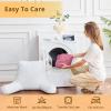 imageSasttie Reading Pillows for Sitting in Bed Adult Velvet Back Pillow Bed Sitting Up BackRest Support Cushion for Sit Up on Couch Sofa and Floor Dorm Essentials OekoTex Certified Dark GreyRose Pink