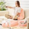 imageSasttie Reading Pillows for Sitting in Bed Adult Velvet Back Pillow Bed Sitting Up BackRest Support Cushion for Sit Up on Couch Sofa and Floor Dorm Essentials OekoTex Certified Dark GreyLight Salmon