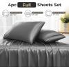 imageSasttie Satin Sheets Queen Size  4 Pieces Luxury Soft Pink Silky Bed Sheets Set with Pillowcases  Smooth SilkLike Satin Fabric Reinforced 14 Inches Pocket OekoTex CertifiedDark Grey