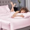 imageSasttie Satin Sheets Queen Size  4 Pieces Luxury Soft Pink Silky Bed Sheets Set with Pillowcases  Smooth SilkLike Satin Fabric Reinforced 14 Inches Pocket OekoTex CertifiedPink