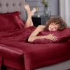 imageSasttie Satin Sheets Queen Size  4 Pieces Luxury Soft Pink Silky Bed Sheets Set with Pillowcases  Smooth SilkLike Satin Fabric Reinforced 14 Inches Pocket OekoTex CertifiedWine