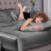 imageSasttie Satin Sheets Queen Size  4 Pieces Luxury Soft Pink Silky Bed Sheets Set with Pillowcases  Smooth SilkLike Satin Fabric Reinforced 14 Inches Pocket OekoTex CertifiedDark Grey