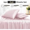 imageSasttie Satin Sheets Queen Size  4 Pieces Luxury Soft Pink Silky Bed Sheets Set with Pillowcases  Smooth SilkLike Satin Fabric Reinforced 14 Inches Pocket OekoTex CertifiedPink