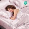 imageSasttie Satin Sheets Queen Size  4 Pieces Luxury Soft Pink Silky Bed Sheets Set with Pillowcases  Smooth SilkLike Satin Fabric Reinforced 14 Inches Pocket OekoTex CertifiedPink