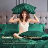 imageSasttie Satin Sheets Queen Size  4 Pieces Luxury Soft Pink Silky Bed Sheets Set with Pillowcases  Smooth SilkLike Satin Fabric Reinforced 14 Inches Pocket OekoTex CertifiedEmerald Green