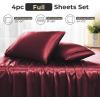imageSasttie Satin Sheets Queen Size  4 Pieces Luxury Soft Pink Silky Bed Sheets Set with Pillowcases  Smooth SilkLike Satin Fabric Reinforced 14 Inches Pocket OekoTex CertifiedWine