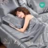 imageSasttie Satin Sheets Queen Size  4 Pieces Luxury Soft Pink Silky Bed Sheets Set with Pillowcases  Smooth SilkLike Satin Fabric Reinforced 14 Inches Pocket OekoTex CertifiedLight Grey