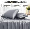 imageSasttie Satin Sheets Queen Size  4 Pieces Luxury Soft Pink Silky Bed Sheets Set with Pillowcases  Smooth SilkLike Satin Fabric Reinforced 14 Inches Pocket OekoTex CertifiedLight Grey
