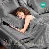 imageSasttie Satin Sheets Queen Size  4 Pieces Luxury Soft Pink Silky Bed Sheets Set with Pillowcases  Smooth SilkLike Satin Fabric Reinforced 14 Inches Pocket OekoTex CertifiedDark Grey