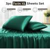 imageSasttie Satin Sheets Queen Size  4 Pieces Luxury Soft Pink Silky Bed Sheets Set with Pillowcases  Smooth SilkLike Satin Fabric Reinforced 14 Inches Pocket OekoTex CertifiedEmerald Green