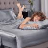 imageSasttie Satin Sheets Queen Size  4 Pieces Luxury Soft Pink Silky Bed Sheets Set with Pillowcases  Smooth SilkLike Satin Fabric Reinforced 14 Inches Pocket OekoTex CertifiedLight Grey