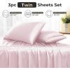 imageSasttie Satin Sheets Queen Size  4 Pieces Luxury Soft Pink Silky Bed Sheets Set with Pillowcases  Smooth SilkLike Satin Fabric Reinforced 14 Inches Pocket OekoTex CertifiedPink