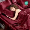 imageSasttie Satin Sheets Queen Size  4 Pieces Luxury Soft Pink Silky Bed Sheets Set with Pillowcases  Smooth SilkLike Satin Fabric Reinforced 14 Inches Pocket OekoTex CertifiedWine