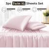 imageSasttie Satin Sheets Queen Size  4 Pieces Luxury Soft Pink Silky Bed Sheets Set with Pillowcases  Smooth SilkLike Satin Fabric Reinforced 14 Inches Pocket OekoTex CertifiedPink