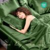 imageSasttie Satin Sheets Queen Size  4 Pieces Luxury Soft Pink Silky Bed Sheets Set with Pillowcases  Smooth SilkLike Satin Fabric Reinforced 14 Inches Pocket OekoTex CertifiedGreen