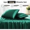 imageSasttie Satin Sheets Queen Size  4 Pieces Luxury Soft Pink Silky Bed Sheets Set with Pillowcases  Smooth SilkLike Satin Fabric Reinforced 14 Inches Pocket OekoTex CertifiedEmerald Green