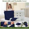 imageSasttie Wedge Pillow Set 2PCS Reading Pillow for Sitting Bed Wedge Pillow Headborad for Sleeping After Surgery Acid Reflux Leg and Back Support with Neck Cushion 23quotx115quotx23quot Dark GreyNavy