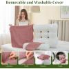 imageSasttie Wedge Pillow Set 2PCS Reading Pillow for Sitting Bed Wedge Pillow Headborad for Sleeping After Surgery Acid Reflux Leg and Back Support with Neck Cushion 23quotx115quotx23quot Dark GreyPink