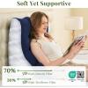 imageSasttie Wedge Pillow Set 2PCS Reading Pillow for Sitting Bed Wedge Pillow Headborad for Sleeping After Surgery Acid Reflux Leg and Back Support with Neck Cushion 23quotx115quotx23quot Dark GreyNavy