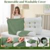 imageSasttie Wedge Pillow Set 2PCS Reading Pillow for Sitting Bed Wedge Pillow Headborad for Sleeping After Surgery Acid Reflux Leg and Back Support with Neck Cushion 23quotx115quotx23quot Dark GreySage