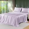 imageSasttie Satin Sheets Queen Size  4 Pieces Luxury Soft Pink Silky Bed Sheets Set with Pillowcases  Smooth SilkLike Satin Fabric Reinforced 14 Inches Pocket OekoTex CertifiedPurple