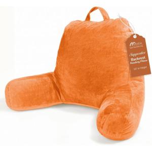 imageSasttie Reading Pillows for Sitting in Bed Adult Velvet Back Pillow Bed Sitting Up BackRest Support Cushion for Sit Up on Couch Sofa and Floor Dorm Essentials OekoTex Certified Dark GreyOrange