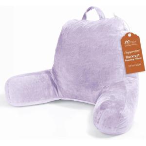 imageSasttie Reading Pillows for Sitting in Bed Adult Velvet Back Pillow Bed Sitting Up BackRest Support Cushion for Sit Up on Couch Sofa and Floor Dorm Essentials OekoTex Certified Dark GreyLavender