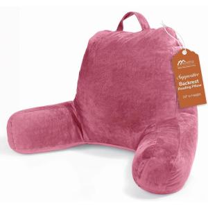 imageSasttie Reading Pillows for Sitting in Bed Adult Velvet Back Pillow Bed Sitting Up BackRest Support Cushion for Sit Up on Couch Sofa and Floor Dorm Essentials OekoTex Certified Dark GreyRose Pink