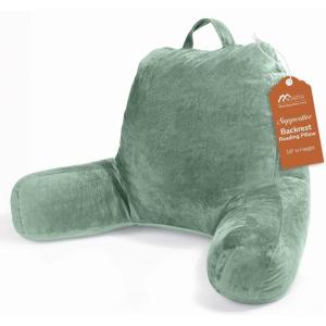 imageSasttie Reading Pillows for Sitting in Bed Adult Velvet Back Pillow Bed Sitting Up BackRest Support Cushion for Sit Up on Couch Sofa and Floor Dorm Essentials OekoTex Certified Dark GreySage