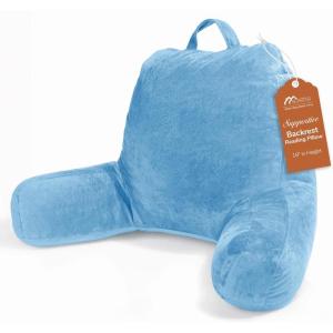 imageSasttie Reading Pillows for Sitting in Bed Adult Velvet Back Pillow Bed Sitting Up BackRest Support Cushion for Sit Up on Couch Sofa and Floor Dorm Essentials OekoTex Certified Dark GreyBlue