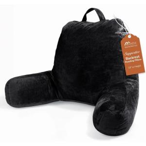 imageSasttie Reading Pillows for Sitting in Bed Adult Velvet Back Pillow Bed Sitting Up BackRest Support Cushion for Sit Up on Couch Sofa and Floor Dorm Essentials OekoTex Certified Dark GreyBlack