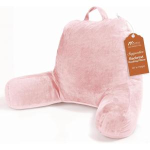 imageSasttie Reading Pillows for Sitting in Bed Adult Velvet Back Pillow Bed Sitting Up BackRest Support Cushion for Sit Up on Couch Sofa and Floor Dorm Essentials OekoTex Certified Dark GreyPink