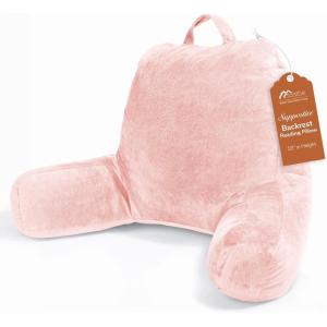 imageSasttie Reading Pillows for Sitting in Bed Adult Velvet Back Pillow Bed Sitting Up BackRest Support Cushion for Sit Up on Couch Sofa and Floor Dorm Essentials OekoTex Certified Dark GreyPeach Pink