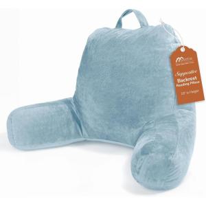 imageSasttie Reading Pillows for Sitting in Bed Adult Velvet Back Pillow Bed Sitting Up BackRest Support Cushion for Sit Up on Couch Sofa and Floor Dorm Essentials OekoTex Certified Dark GreyDusty Blue