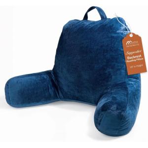 imageSasttie Reading Pillows for Sitting in Bed Adult Velvet Back Pillow Bed Sitting Up BackRest Support Cushion for Sit Up on Couch Sofa and Floor Dorm Essentials OekoTex Certified Dark GreyNavy